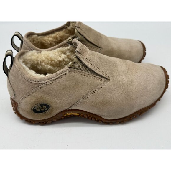 Merrell Womens Snow Mocs Suede Sheepskin Shoes Size 7 Beige Performance Footwear - Picture 7 of 14
